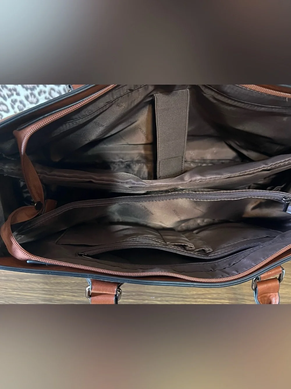 Lovevook Laptop Tote Bag Brown Vegan Leather Work Crossbody/Satchel.
